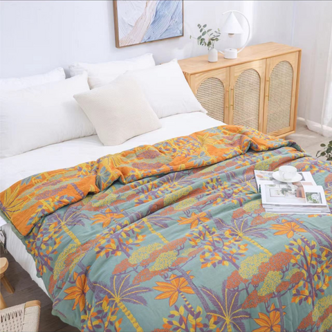 Tropical Rainforest Green Antibacterial Summer Quilt