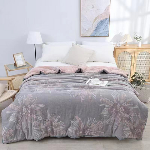 Fragrant Blossoms Antibacterial Winter Quilt in Grey