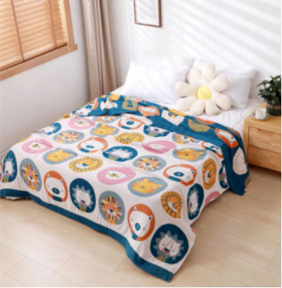 Whimsical Cartoon Animals Cotton Blanket
