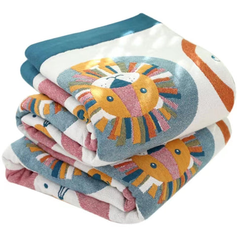 Whimsical Cartoon Animals Cotton Blanket