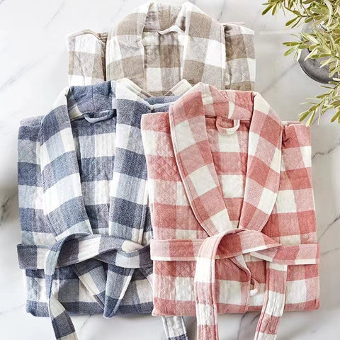 Luxury Bathrobe - Elegant Classic style Middle Checks Range